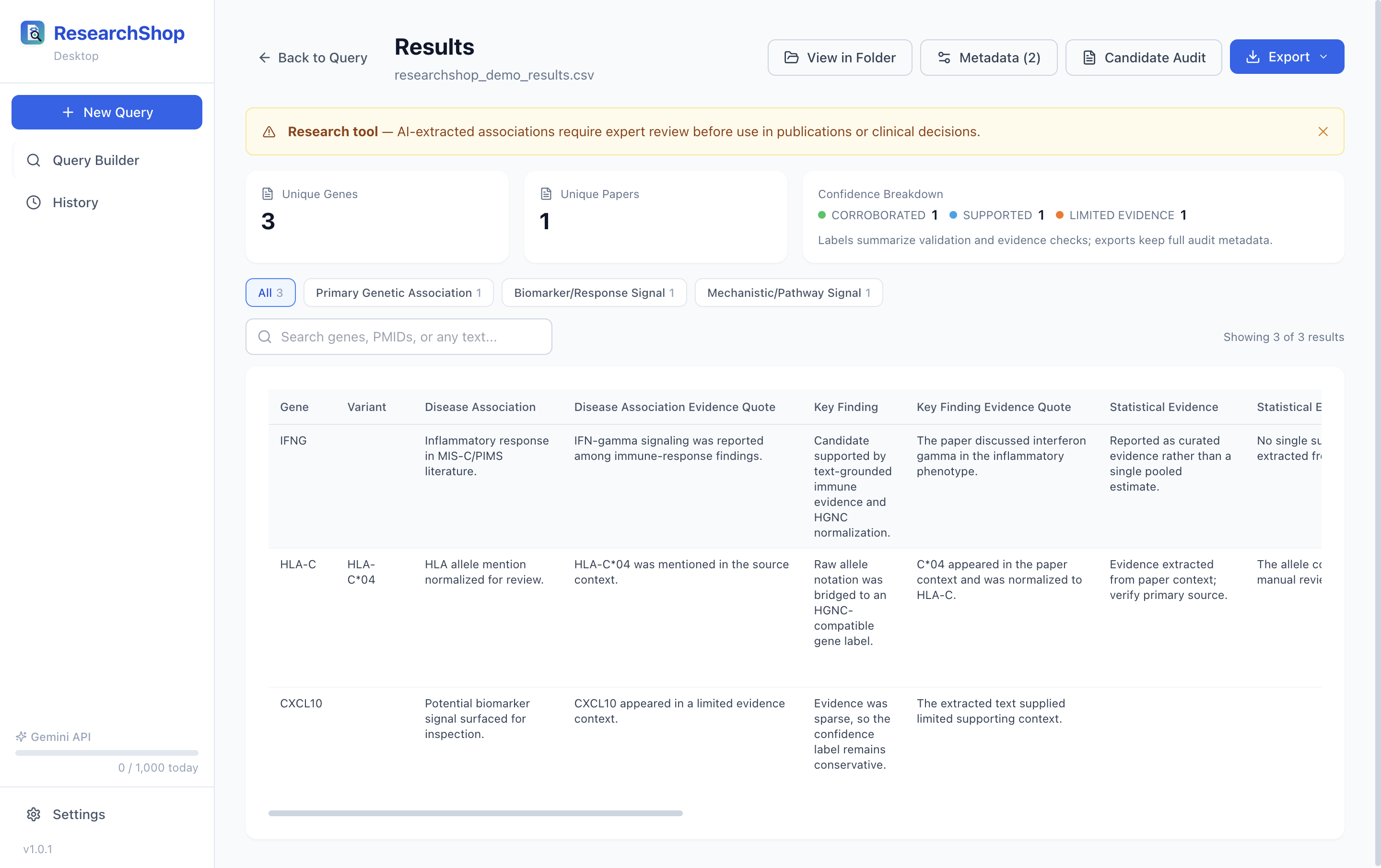 ResearchShop results explorer screenshot